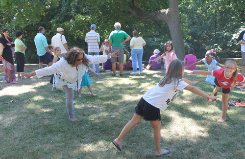 Learning yoga on Kid's Day in the India Cultural Garden