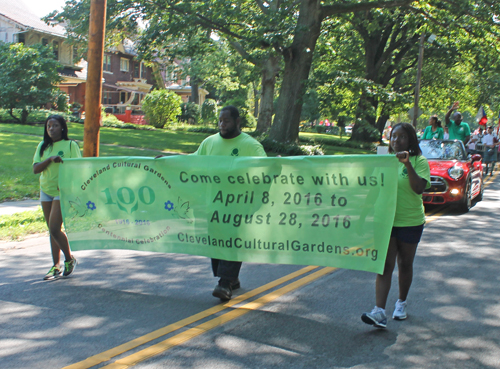 Cleveland Cultural Gardens banner in Parade of Flags