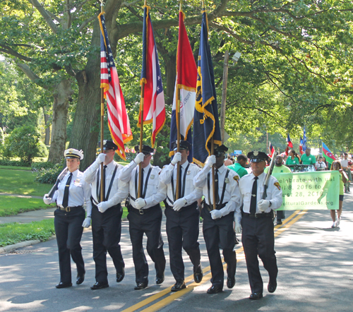 Cleveland Police Color Guard begins the Parade