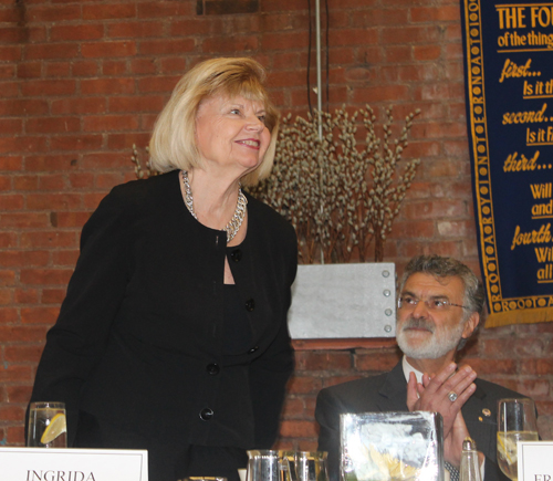 Ingrida Bublys being thanked by President Beverly Ghent-Skrzynski 