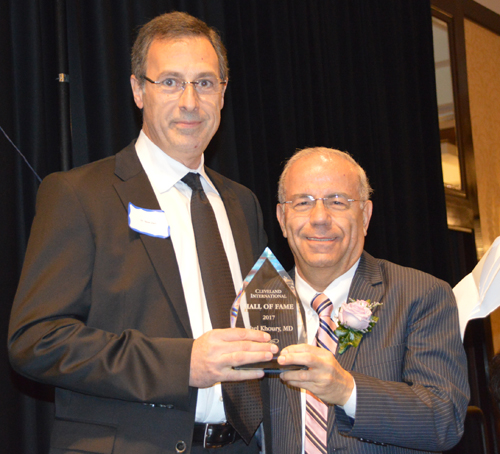 Dr. Nizar Zein and Dr. Wael Khoury with Hall of Fame award