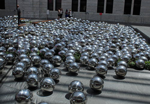 Yayoi Kusama: Infinity Mirrors exhibit in the Atrium of the Cleveland Museum of Art