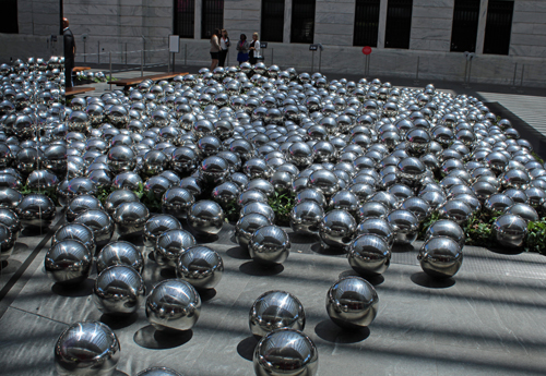 Yayoi Kusama: Infinity Mirrors exhibit in the Atrium of the Cleveland Museum of Art