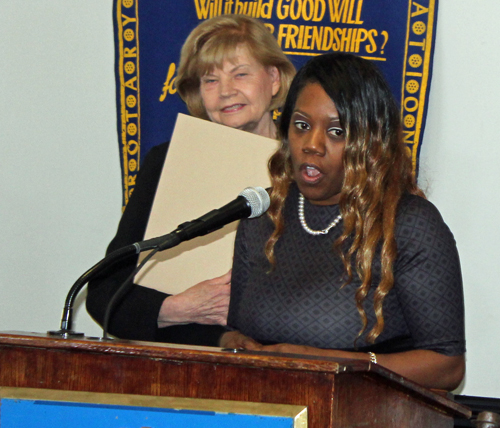 Valarie McCall presents proclamation to Ingrida Bublys