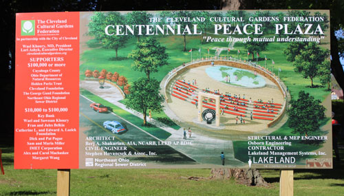 Cleveland Cultural Gardens Centennial Peace Plaza sign