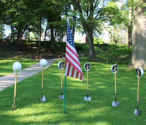 Hardhats and shovels for groundbreaking