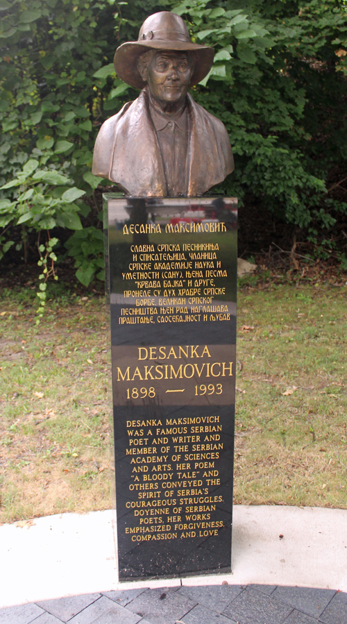 Desanka Maksimovich bust in Serbian Cultural Garden in Cleveland Ohio