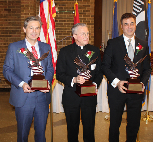 Freedom Award honorees Matt Dolan, Archbishop Broglio and Jim Trakas