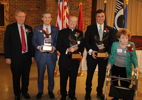 Ralph Perk Jr., Senator Matt Dolan, Archbishop Timothy Broglio, Jim Trakas and Irene Morrow