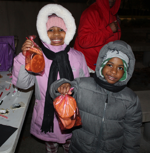 Kids at Centennial Plaza for Christmas