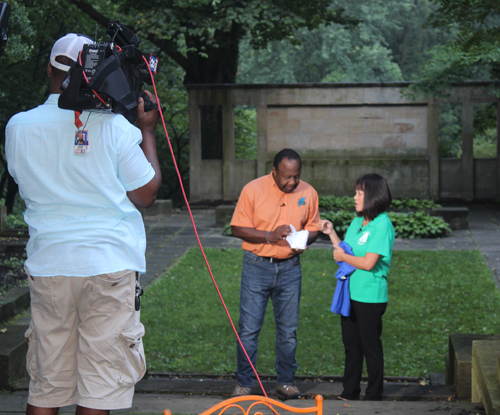 Kenny Crumpton and Oanh Loi-Powell in the Greek Garden