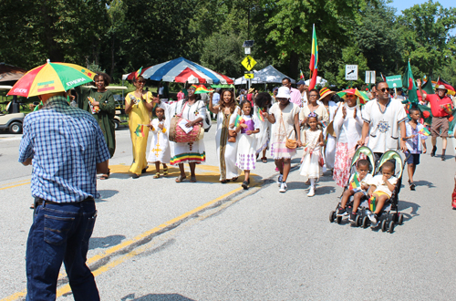 Ethiopian Cultural Garden in parade of Flags on One World Day in Cleveland Cultural Gardens