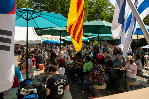 Crowd in the Centennial Plaza