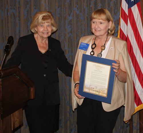 Ingrida Bublys gives proclamation to Stephanie Urchick