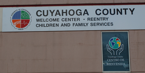 Cuyahoga County Welcome Center sign
