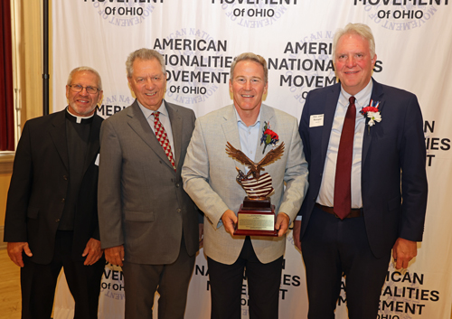 Honorees Fr. Kumse, Senator Husted and Chris Ronayne with Rocky Perk