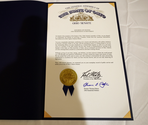Proclamation from Ohio Senator Tom Patton