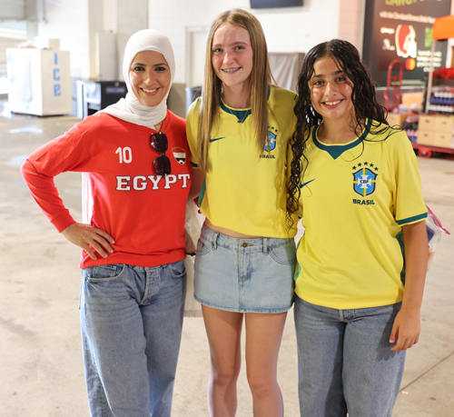 Fans of Egypt and Brazil soccer at Cleveland match