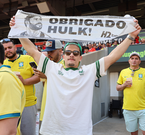 Fans of Brazil soccer at Cleveland match