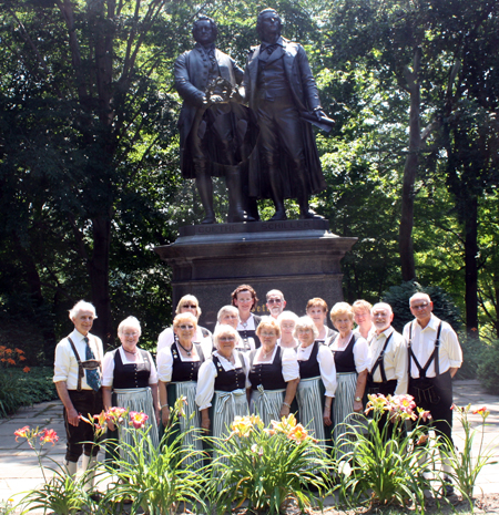 Cleveland German Music Choir in German Cultural Garden in front of Goethe and Schiller monument