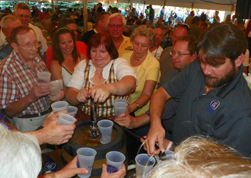 Tapping the keg at Cleveland Oktoberfest