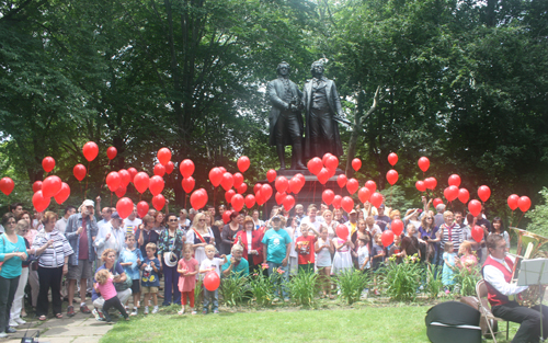 99 Red Balloons in German Cultural Garden in Cleveland