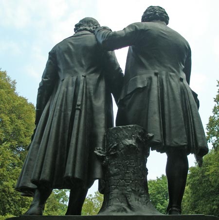 Goethe Schiller statue in the German Cultural Garden in Cleveland Ohio - (Dan Hanson photo)