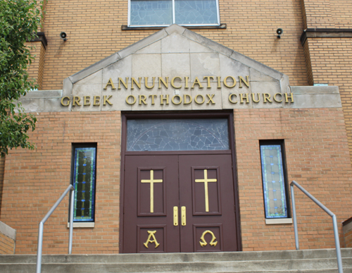 Annunciation Greek Orthodox Church in Cleveland - doors outside