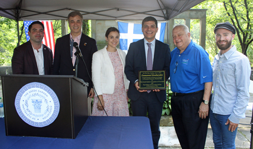 Steve Demetriou, Jim Trakas, Mrs and Consul Koubarakis, Lou Frangos and Jonathan Cambouris