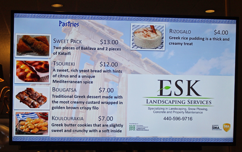 Greek pastries menu