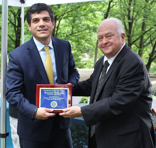 Consul General of Greece in Chicago Emmanuel Koubarakis and Lou Frangos