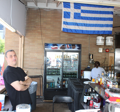Greek flag at bar