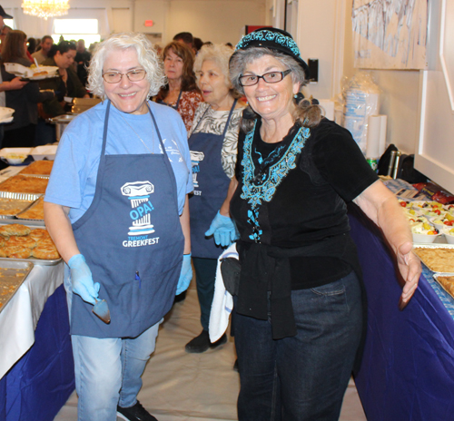 Volunteers serving food