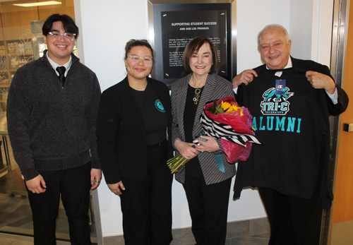 Lou and Ann Frangos with Tri-C students