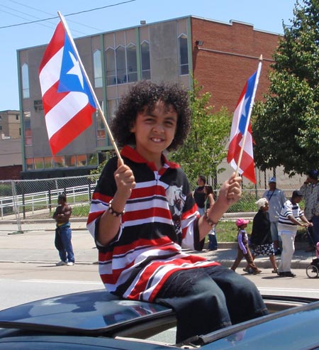 Cleveland Puerto Rican Day Parade Boy with flags