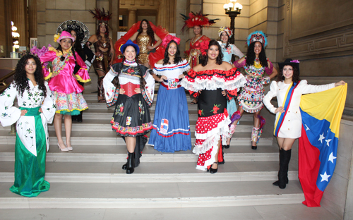 Latina Image Fashion Show ladies in colorful costumes