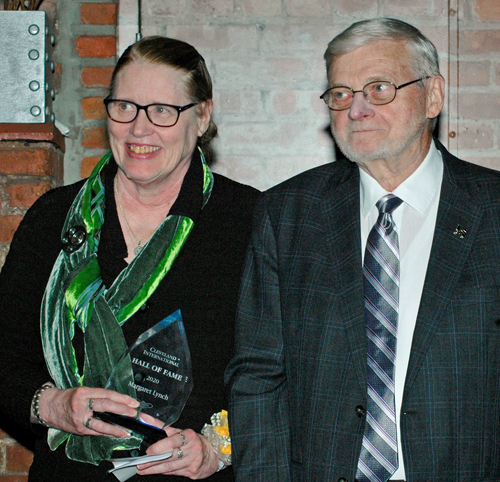 Gerry Quinn gives CIHF award to Margaret Lynch