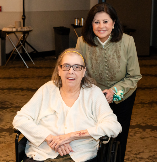 Dona Brady with Hall of Fame co-founder Debbie Hanson