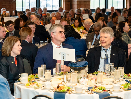 Ukrainian leaders Marta Kelleher and Dr. George Jaskiw with Estonian Ambassador Kristjan Prikk