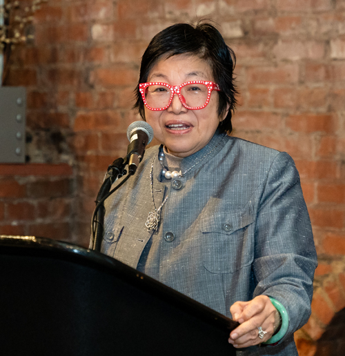 Margaret Wong inducting Johnny Wu