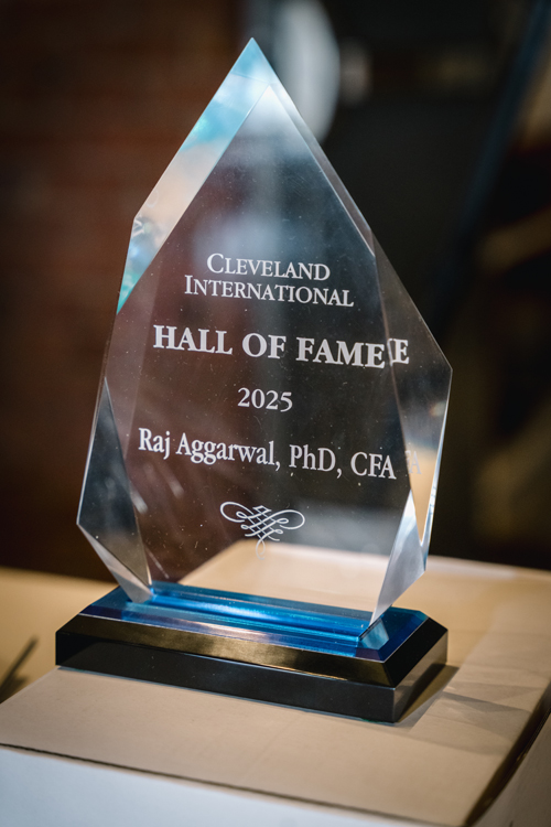 Raj Aggarwal Cleveland International Hall of Fame award