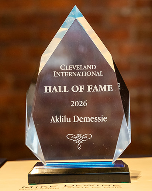 Aklilu Demessie in Cleveland International Hall of Fame - award