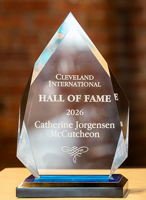 Catherine Jorgensen McCutcheon Cleveland International Hall of Fame award