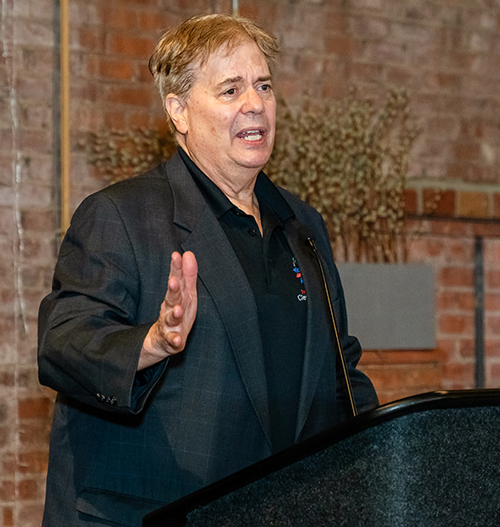 Russ Mitchell and Cleveland International Hall of Fame co-founder Dan Hanson