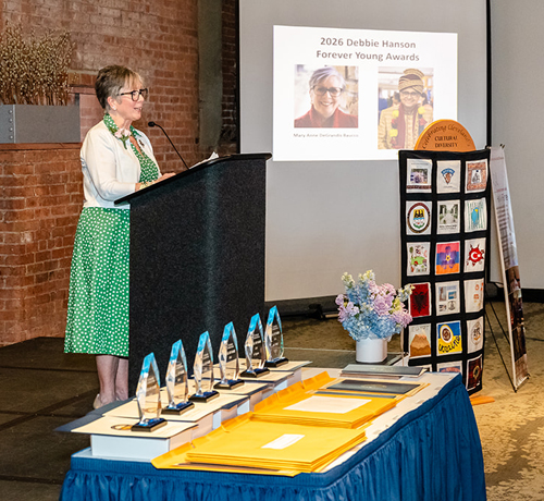 Mary Anne DeGrandis Baucco with Debbie Hanson Forever Young Award