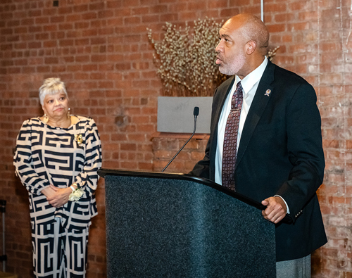 Blaine Griffin inducts Lucy Torres Cleveland International Hall of Fame