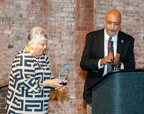 Blaine Griffin inducts Lucy Torres Cleveland International Hall of Fame