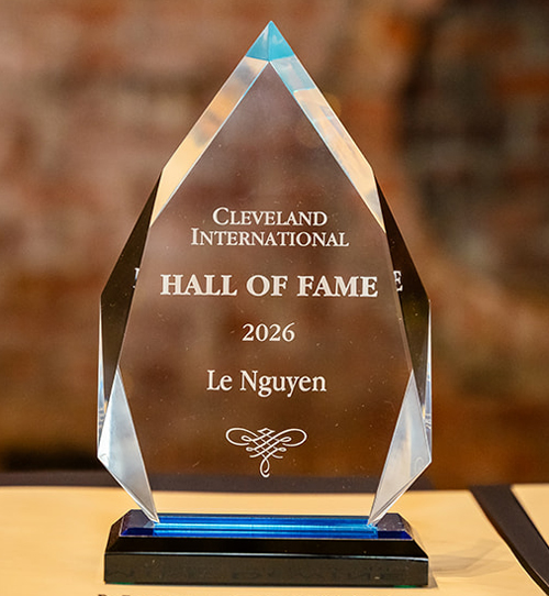 Le Nguyen Cleveland International Hall of Fame award