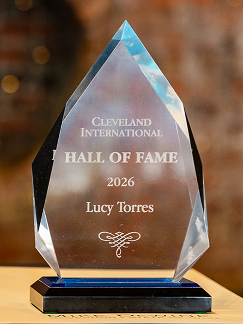 Lucy Torres Cleveland International Hall of Fame award