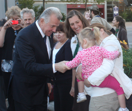 Hungarian President Pál Schmitt meets a baby